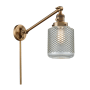 Innovations Lighting Stanton Single Light 25" Tall Hardwired or Plug-In Wall Sconce / Pendant Brushed Brass / Wire Mesh