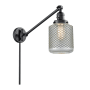 Innovations Lighting Stanton Single Light 25" Tall Hardwired or Plug-In Wall Sconce / Pendant Matte Black / Wire Mesh