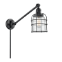 Innovations Lighting Small Bell Cage Single Light 25" Tall Bathroom Sconce Matte Black / Clear