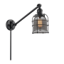 Innovations Lighting Small Bell Cage Single Light 25" Tall Bathroom Sconce Matte Black / Smoked