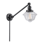 Innovations Lighting Small Oxford Single Light 25" Tall Hardwired or Plug-In Wall Sconce / Pendant Matte Black / Clear