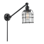Innovations Lighting Small Bell Cage Single Light 25" Tall Bathroom Sconce Matte Black / Seedy