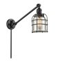 Innovations Lighting Small Bell Cage Single Light 25" Tall Bathroom Sconce Matte Black / Silver Plated Mercury