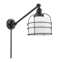 Innovations Lighting Large Bell Cage Single Light 25" Tall Bathroom Sconce Matte Black / Matte White Cased