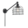 Innovations Lighting Large Bell Cage Single Light 25" Tall Bathroom Sconce Matte Black / Clear