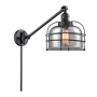 Innovations Lighting Large Bell Cage Single Light 25" Tall Bathroom Sconce Matte Black / Smoked