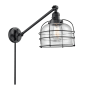 Innovations Lighting Large Bell Cage Single Light 25" Tall Bathroom Sconce Matte Black / Seedy