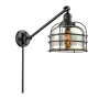 Innovations Lighting Large Bell Cage Single Light 25" Tall Bathroom Sconce Matte Black / Silver Plated Mercury