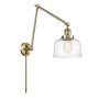 Innovations Lighting Bell 30" Tall Hardwired or Plug-In Wall Sconce Antique Brass / Clear Deco Swirl