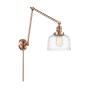 Innovations Lighting Bell 30" Tall Hardwired or Plug-In Wall Sconce Antique Copper / Clear Deco Swirl