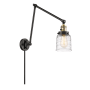 Innovations Lighting Bell 30" Tall Hardwired or Plug-In Wall Sconce Black Antique Brass / Deco Swirl