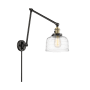 Innovations Lighting Bell 30" Tall Hardwired or Plug-In Wall Sconce Black Antique Brass / Clear Deco Swirl