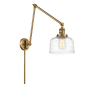 Innovations Lighting Bell 30" Tall Hardwired or Plug-In Wall Sconce Brushed Brass / Clear Deco Swirl