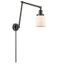 Innovations Lighting Small Bell Single Light 30" Tall Outdoor Wall Sconce Oiled Rubbed Bronze / Matte White Cased