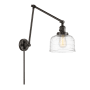 Innovations Lighting Bell 30" Tall Hardwired or Plug-In Wall Sconce Oil Rubbed Bronze / Clear Deco Swirl