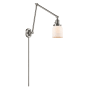 Innovations Lighting Small Bell Single Light 30" Tall Outdoor Wall Sconce Satin Brushed Nickel / Matte White Cased