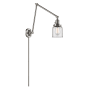 Innovations Lighting Small Bell Single Light 30" Tall Outdoor Wall Sconce Satin Brushed Nickel / Clear