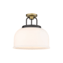 Innovations Lighting Kahana 3 Light 15" Wide Semi-flush Ceiling Fixture Black Brushed Brass / Matte White