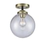 Innovations Lighting Beacon Single Light 8" Wide Semi-Flush Ceiling Fixture Black Antique Brass / Clear