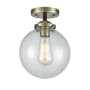 Innovations Lighting Beacon Single Light 8" Wide Semi-Flush Ceiling Fixture Black Antique Brass / Seedy