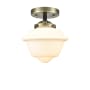 Innovations Lighting Small Oxford 8" Wide Semi-Flush Ceiling Fixture Black Antique Brass / Matte White