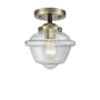 Innovations Lighting Small Oxford 8" Wide Semi-Flush Ceiling Fixture Black Antique Brass / Clear