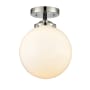 Innovations Lighting Beacon Single Light 8" Wide Semi-Flush Ceiling Fixture Black Polished Nickel / Gloss White