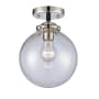 Innovations Lighting Beacon Single Light 8" Wide Semi-Flush Ceiling Fixture Black Polished Nickel / Clear