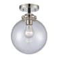 Innovations Lighting Beacon Single Light 8" Wide Semi-Flush Ceiling Fixture Black Polished Nickel / Seedy
