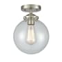 Innovations Lighting Beacon Single Light 8" Wide Semi-Flush Ceiling Fixture Brushed Satin Nickel / Clear
