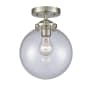 Innovations Lighting Beacon Single Light 8" Wide Semi-Flush Ceiling Fixture Brushed Satin Nickel / Seedy