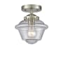 Innovations Lighting Small Oxford 8" Wide Semi-Flush Ceiling Fixture Brushed Satin Nickel / Seedy