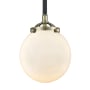 Innovations Lighting Beacon 6" Wide Mini Pendant Black Antique Brass / Matte White