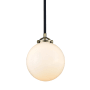 Innovations Lighting Beacon Single Light 8" Wide Mini Pendant with Gloss White Globe Black / Antique Brass / Gloss White