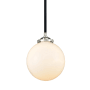 Innovations Lighting Beacon Single Light 8" Wide Mini Pendant with Gloss White Globe Black / Polished Nickel / Gloss White