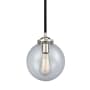 Innovations Lighting Beacon Single Light 8" Wide Mini Pendant Black / Polished Nickel / Clear