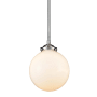 Innovations Lighting Beacon Single Light 8" Wide Mini Pendant with Gloss White Globe Brushed Satin Nickel / Gloss White