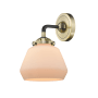 Innovations Lighting Fulton Single Light 9" Tall Bathroom Sconce Black Antique Brass / Matte White Cased