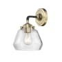 Innovations Lighting Fulton Single Light 9" Tall Bathroom Sconce Black Antique Brass / Clear
