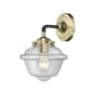 Innovations Lighting Small Oxford Single Light 9" Tall Bathroom Sconce Black Antique Brass / Clear