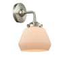 Innovations Lighting Fulton Single Light 9" Tall Bathroom Sconce Brushed Satin Nickel / Matte White Cased