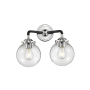Innovations Lighting Beacon 2 Light 14" Wide Vanity Light Black Polished Nickel / Clear