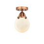 Innovations Lighting Beacon 6" Wide Semi-Flush Globe Ceiling Fixture Antique Copper / Matte White