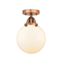 Innovations Lighting Beacon 8" Wide Semi-Flush Globe Ceiling Fixture Antique Copper / Matte White