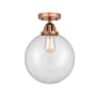 Innovations Lighting Beacon 10" Wide Semi-Flush Globe Ceiling Fixture Antique Copper / Clear