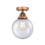 Innovations Lighting Beacon 8" Wide Semi-Flush Globe Ceiling Fixture Antique Copper / Seedy