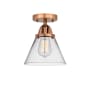 Innovations Lighting Cone 8" Wide Semi-Flush Ceiling Fixture with Cone Shade Antique Copper / Clear