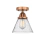 Innovations Lighting Cone 8" Wide Semi-Flush Ceiling Fixture with Cone Shade Antique Copper / Seedy