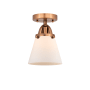 Innovations Lighting Cone 7" Wide Semi-Flush Ceiling Fixture Antique Copper / Matte White