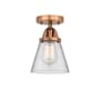 Innovations Lighting Cone 6" Wide Semi-Flush Ceiling Fixture Antique Copper / Clear